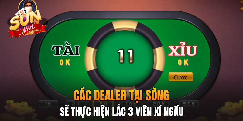 Các dealer tại sòng sẽ thực hiện lắc 3 viên xí ngầu